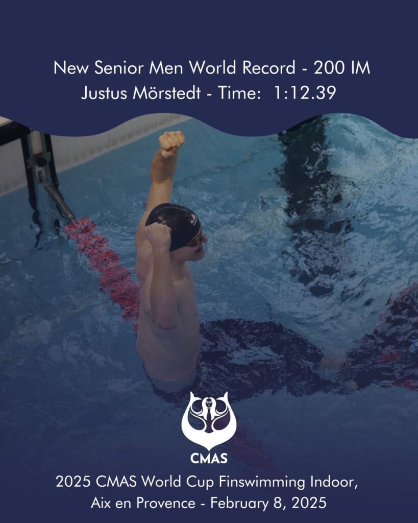 ワールドカップ2025_第1戦_200mイマージョン世界記録更新のMORSTEDT選手（フィンスイミングチャンネル）